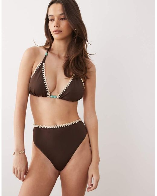 ASOS Natural Fuller Bust Whitney Whip Positano High Apex Triangle Bikini Top