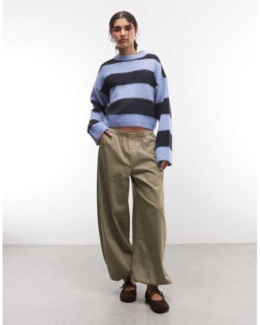 Noisy May Blue Boxy Crew Neck Brushed Knit Jumper