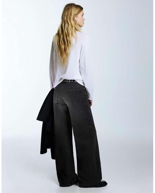 Pull&Bear Black Wide-Leg Jeans