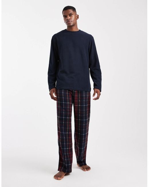 Loungeable – herren-pyjama-set mit fleece-hose in Blue für Herren