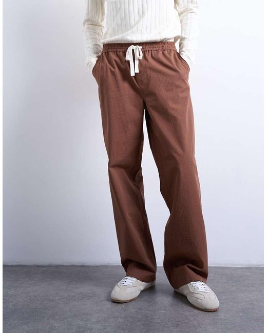 Topman Brown baggy Ripstop Trouser for men