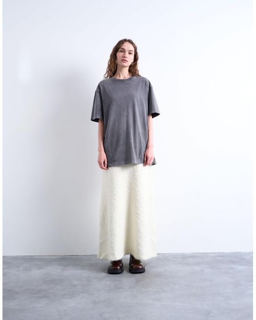 TOPSHOP Gray Knitted Co-ord Fluffy Skirt