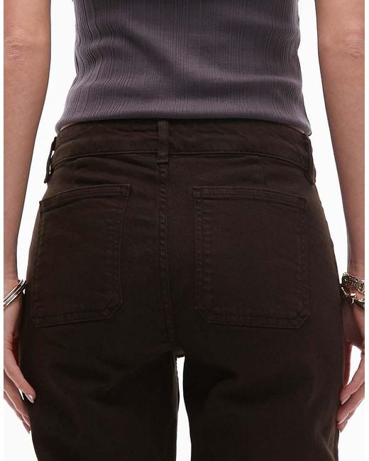 Mango Brown Alex Cropped Kick Flare Front Pocket Jeans