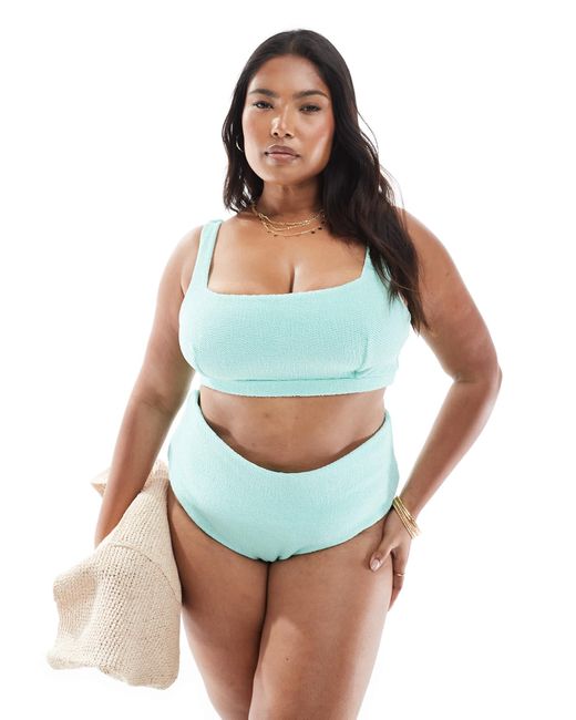 ASOS White Asos design curve – charlene – strukturiertes cropped bikinioberteil