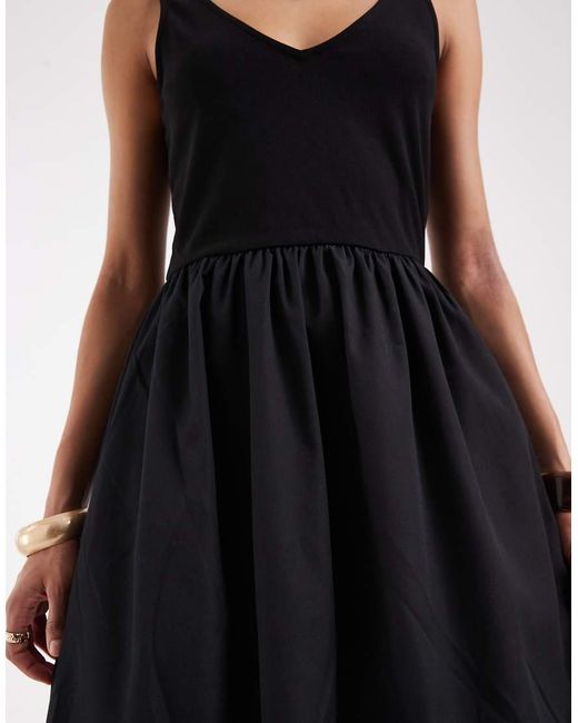 Vero Moda Black Jersey And Poplin Mix Sleeveless Maxi Dress