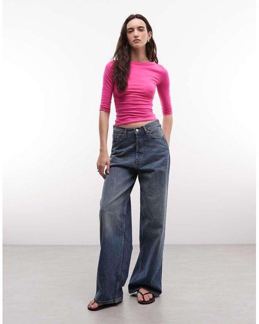 Collusion Pink Slash Neck 3/4 Sleeve