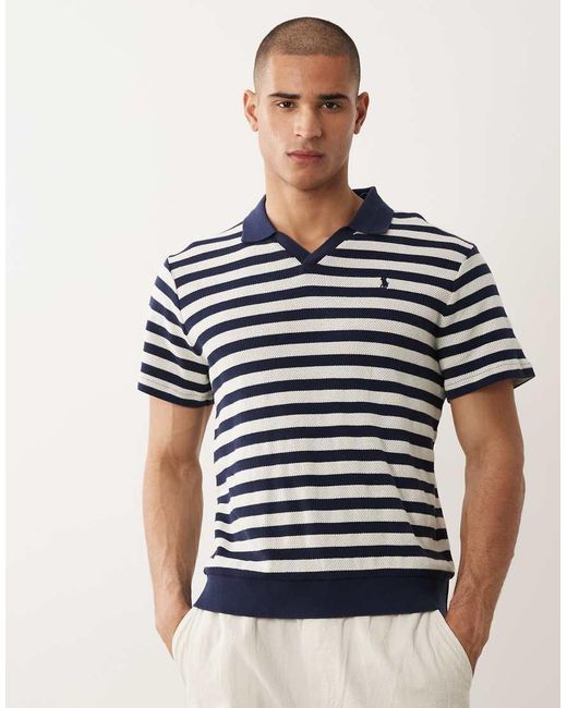 Polo Ralph Lauren Blue Stripe Rugby Polo for men
