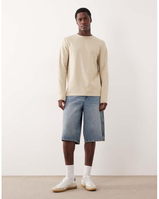 ASOS Natural Breathemax Heavyweight Regular Fit Long Sleeve T-Shirt for men
