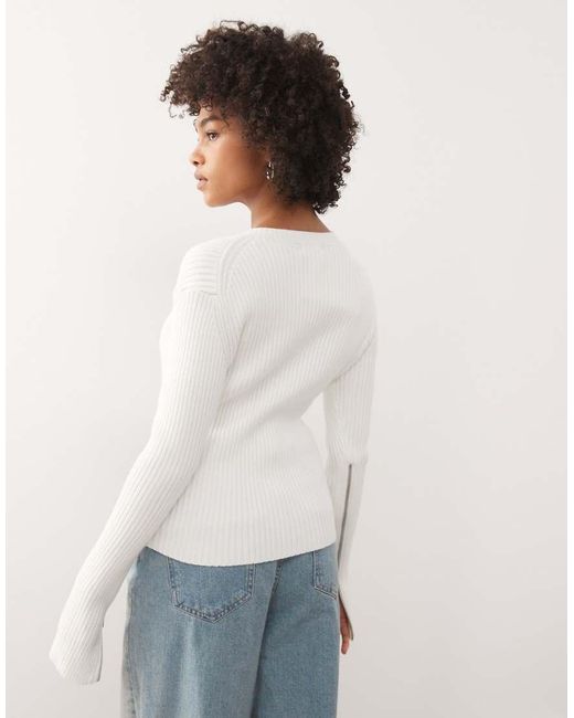 Weekday White Fitted Zip Through Caridgan With Sleeve Zip Detail