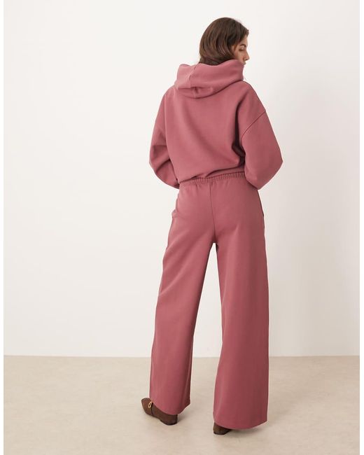 ASOS Red Premium 500Gsm Seamed Wide Leg Jogger
