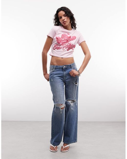 True Religion Pink Crystal Cowgirl Baby Tee