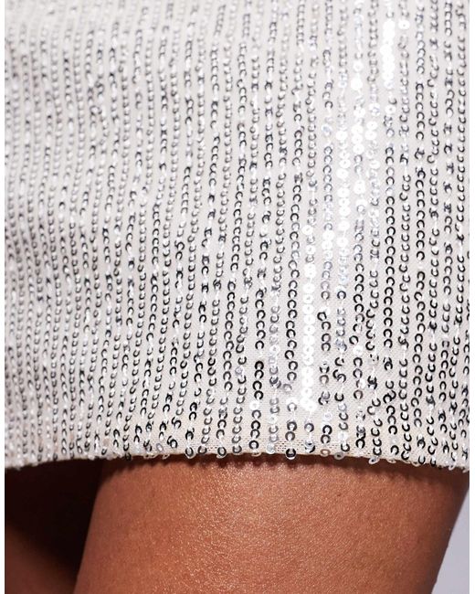 Mini-jupe ultra courte d'ensemble à sequins Fashionkilla en coloris Metallic