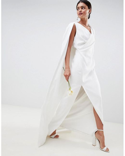 ASOS White Cape Maxi Wedding Dress