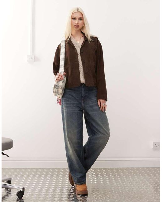 Barney's Originals Brown Real Suede Boxy Harrington