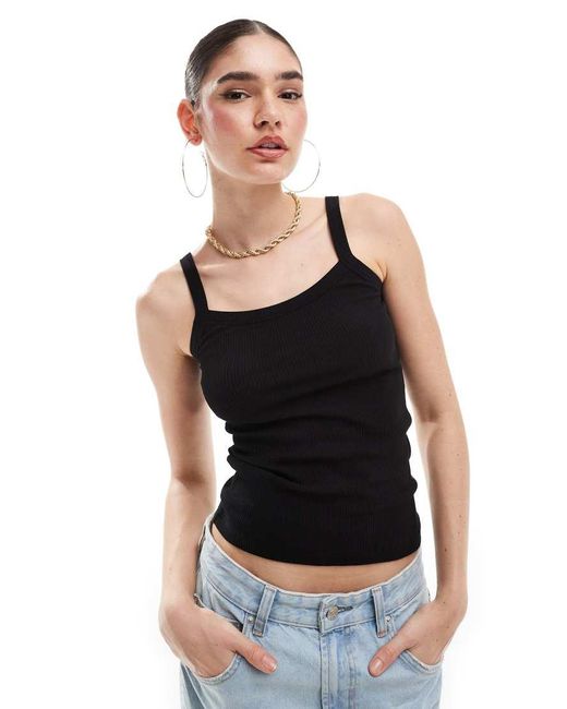 SELECTED Black Jersey Cami Top