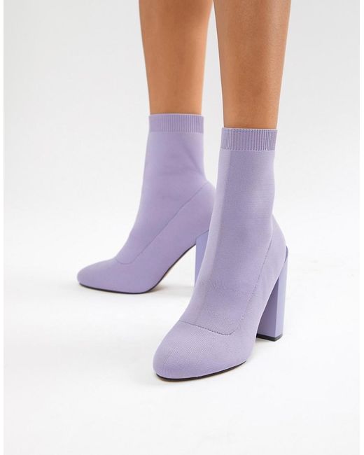 ASOS Purple Enchanted Knitted Sock Boots In Lilac