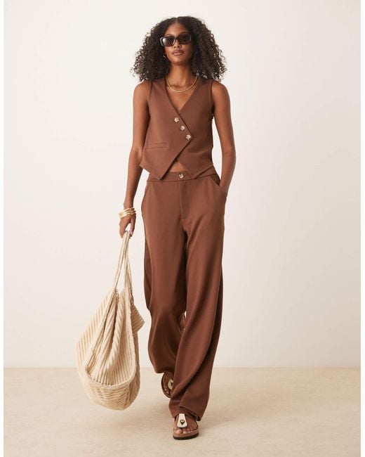 ASOS Natural Jersey Twill Wide Leg Pants