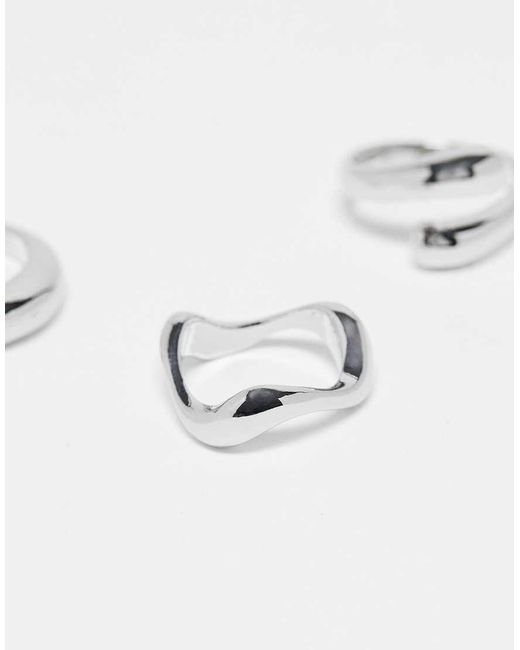 ASOS Set Van 3 Ringen Met Verschillend Minimalistisch Ontwerp in het Natural