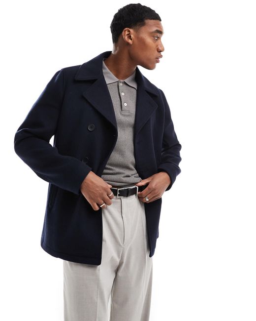 French Connection Blue French Connection Double Breasted Coat for men