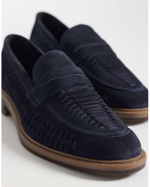 ASOS Blue Woven Penny Loafer for men