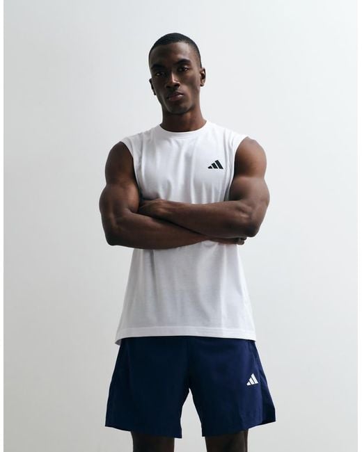 Adidas Originals White Workout Essentials Feelready Sleeveless T-Shirt for men