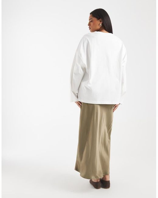 ASOS White Asos Design Curve Satin Bias Maxi Skirt