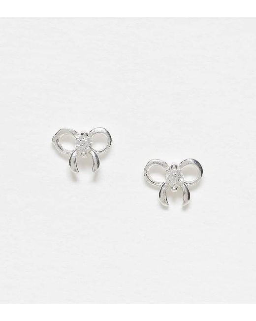 Pendientes De Botón De Plata De Ley Con Diseño De Lazo Con Gemas De -Plateado Kingsley Ryan de color Metallic