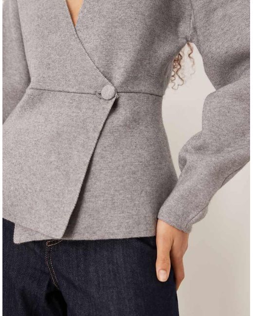 Gina Tricot Gray V-Neck Shaped Cardigan