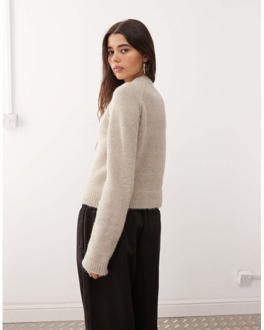 Weekday Natural Wool Blend Fitted Cardigan