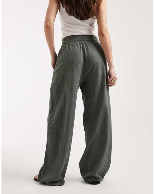 ONLY Blue Wide Leg Linen Look Trousers