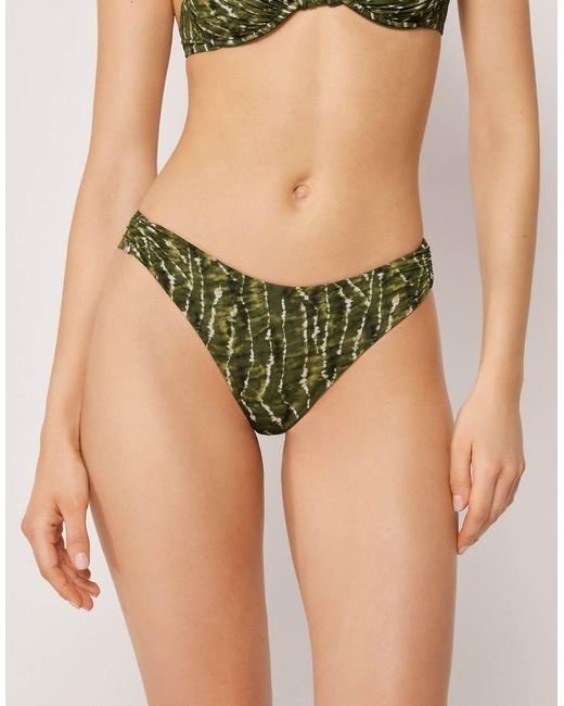 Calzedonia Green Brazilian Bikini Bottoms Natural Tie-Dye
