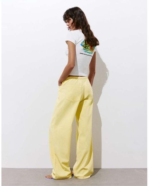 Pull&Bear Natural Straight-leg Drawstring Trousers