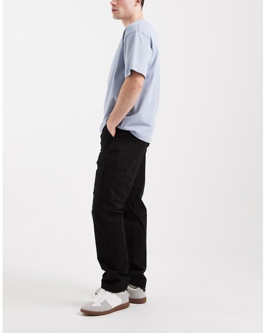 Jack & Jones Black Straight Cargo Trousers for men