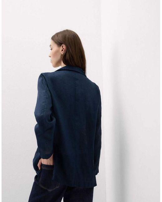 Intimissimi Blue The Pure Linen Plain-Weave Linen Jacket