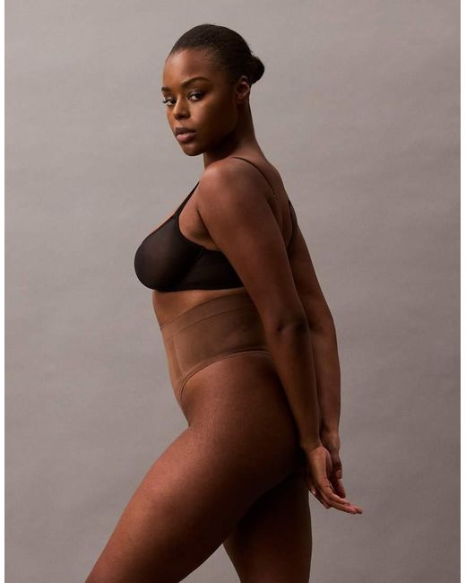 Calvin Klein Brown High Waisted Shapewear Thong