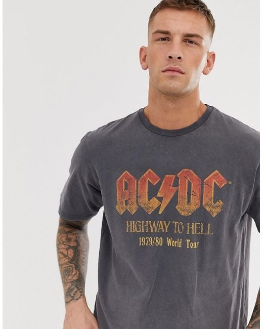 Camiseta gris ACDC de Pull&Bear de hombre de color Gris | Lyst