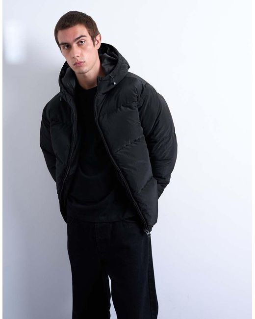 Chaqueta Acolchada Negra De Tejido Texturizado De Topman de hombre de color Black