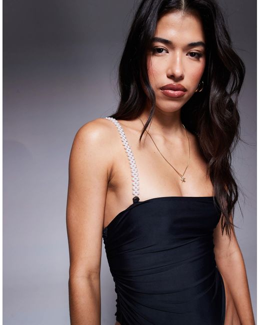 ASOS Blue Bea Beaded Swimsuit