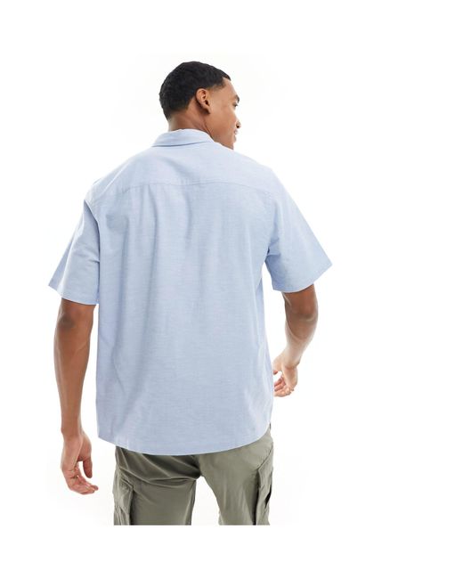 ASOS – kurzärmliges oxford-hemd in Blue für Herren
