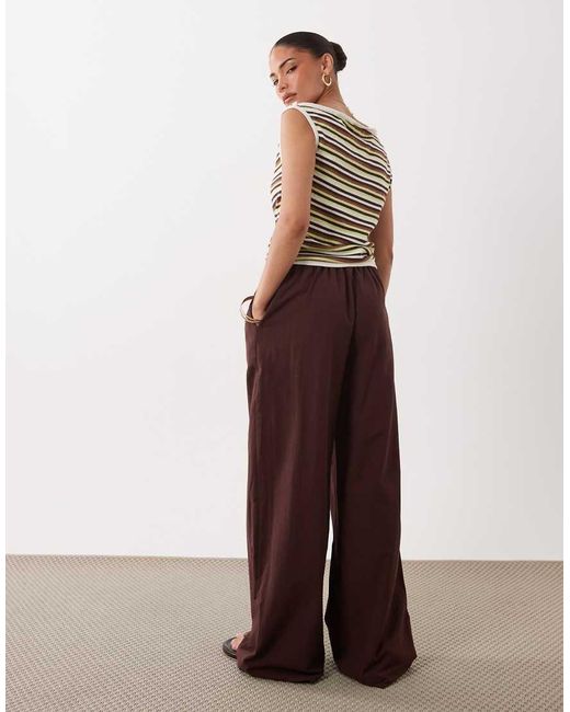 Miss Selfridge White Linen Blend Wide Leg Trouser