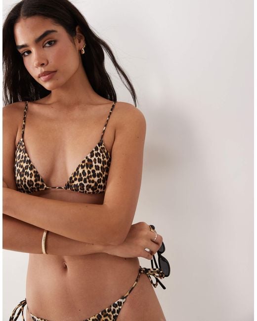 Mango Brown Leopard Print Tie Back Bikini Top