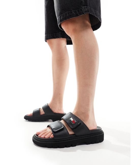 Tommy Hilfiger Black Puffed Sandals
