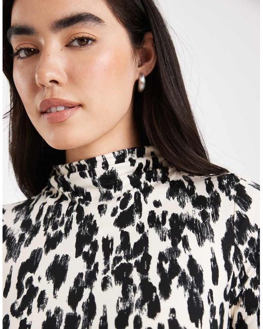 Miss Selfridge Black Sculpted Grown On Neck Bodysuit