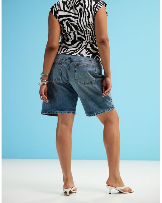 ASOS Blue Asos Design Curve Denim Bermuda Short