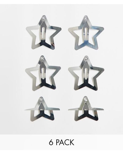 Pieces White 6 Pack Star Hair Clips