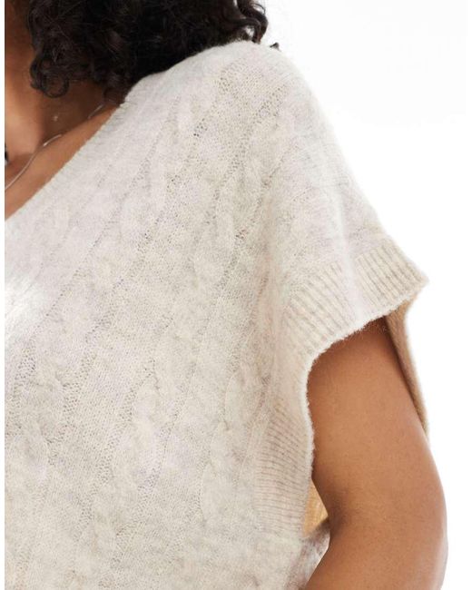 ONLY White Boxy Cable Knit Vest