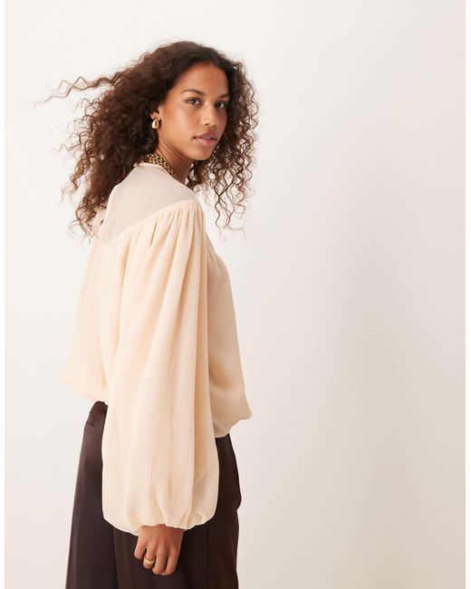 ASOS Black Bubble Hem Top With Sheer Yoke Detail