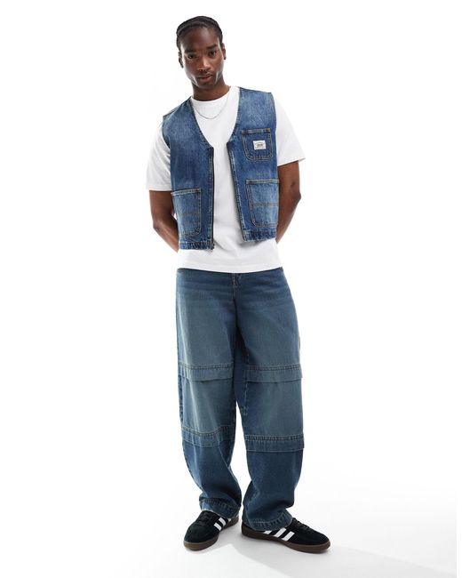 Guess - originals - gilet di jeans lavaggio medio di Guess in Blue da Uomo