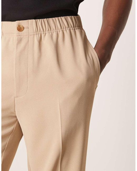 Pantalones De Traje De Corte Tapered De Tejido Texturizado De -Neutro ASOS de hombre de color Natural