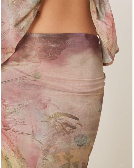 Jupe d'ensemble longue à imprimé abstrait ASOS en coloris Natural
